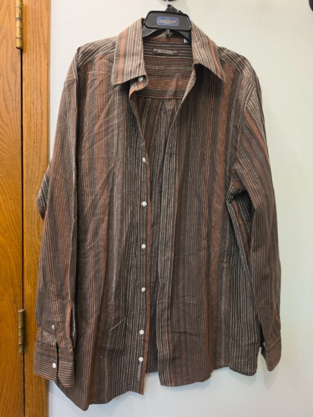 Enyce Clothing Co XL Brown Orange Stripe Long Sleeve Button Up Shirt Cotton